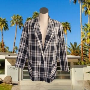 Vintage Over Size Black and White Plaid Blazer